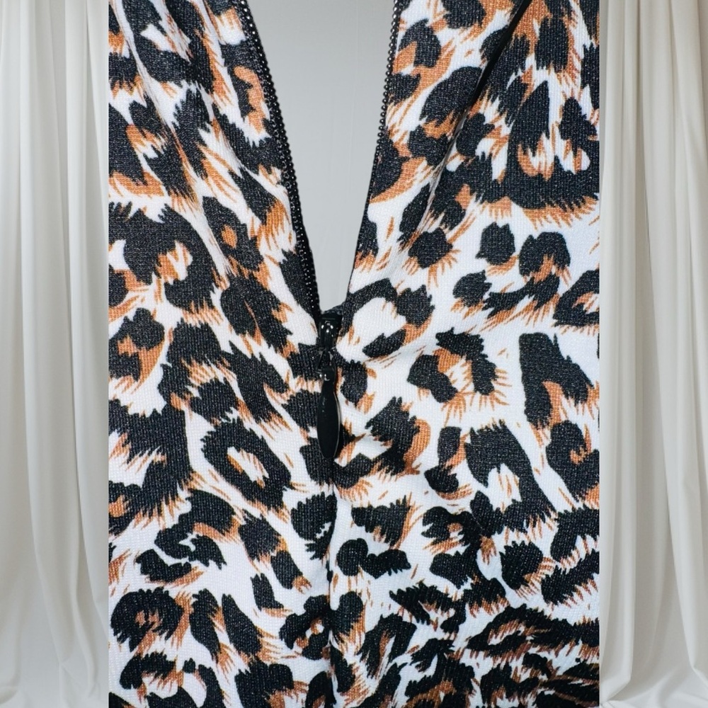 La Diosa Bodycon Sheath Leopard Print Cold Shoulder Dress Large EUC - Picture 5 of 10
